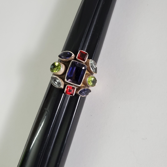 Watch Video / Sterling Silver 925 Gemstone Cluster Ring - Picture 8 of 12